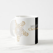 Mug Or et argent Joyeux Noël étoile, noir et blanc (Devant gauche)