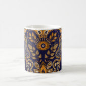 Mug Or et bleu, motif sans couture fleurie. (Centre)