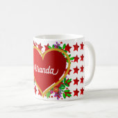 Mug Or Et Coeur Rouge (Devant droit)