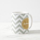 Mug Or et monogramme de Chevron et fait sur commande (Devant droit)