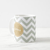 Mug Or et monogramme de Chevron et fait sur commande (Devant gauche)