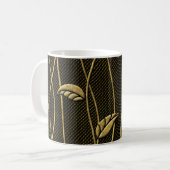 Mug Or et noir : Texture 3D Feuille. (Devant gauche)