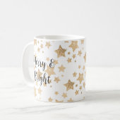 Mug Or étincelant Stars Noël Joyeux biright blanc (Devant gauche)