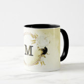 Mug or floral noir et blanc (Devant droit)