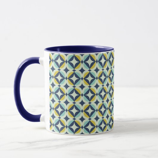 Mug Or géométrique et motif bleu (Gauche)