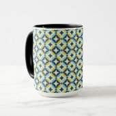 Mug Or géométrique et motif bleu (Devant gauche)