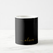 Mug Or Girly Script Monogramme Nom Moderne en Or Noir (Centre)