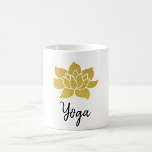 Mug *~* Or Lotus Yoga Or Lotus Blanc