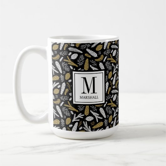 Mug Or Monogramme Nom Noël Vacances (Gauche)