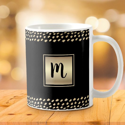 Mug Or monogramme script gras en feuille d'or noir chi