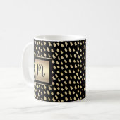 Mug Or monogramme script noir points moderne luxe (Devant gauche)