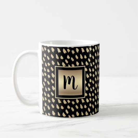 Mug Or monogramme script noir points moderne luxe (Gauche)