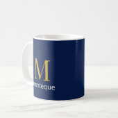 Mug Or Navy profond Monogramme personnalisé Nom Luxe (Devant gauche)