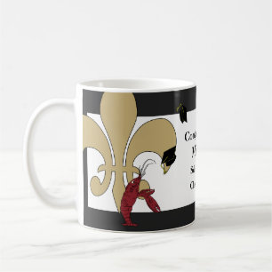 Mug Or noir de Crawfish Fleur de Lis Graduation