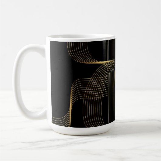 Mug Or, noir, élégant, cool, art de ligne tendance uni (Gauche)