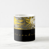 Mug Or noir et gris Abstrait floral | Nom | Script (Centre)
