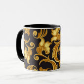 Mug Or noir floral (Devant gauche)