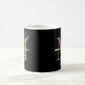 Mug Or Noir Monogramme Nom Initial (Centre)