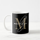 Mug Or Noir Monogramme Nom Initial (Gauche)