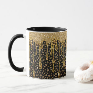 Mug Or Noir Paillettes Brillantes Luxe
