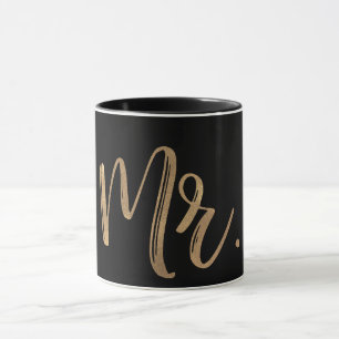 Mug Or & Noir Typographie Moderne Minimaliste M.