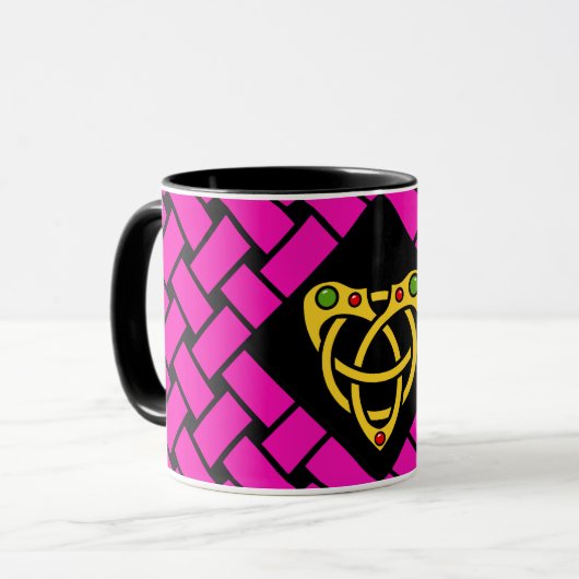 Mug Or/rose/bandes noires/armure, noeud celtique de (Devant gauche)