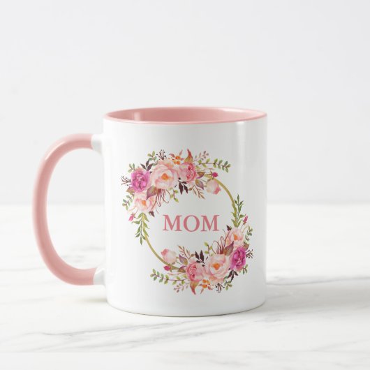 Mug Or rose floral d'aquarelle de maman (Gauche)