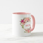 Mug Or rose floral d'aquarelle de maman (Devant droit)