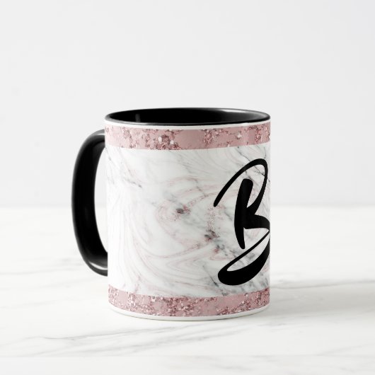 Mug Or Rose Moderne Marbre Pailleté Décoratif (Devant gauche)