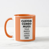 Mug Orange 4:6 Portrait Frame 2 x Photo Custom Combo (Gauche)
