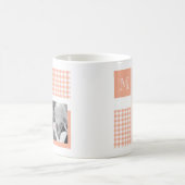 Mug Orange Ajouter Votre Photo En vichy Monogramme Mod (Centre)