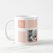 Mug Orange Ajouter Votre Photo En vichy Monogramme Mod (Gauche)