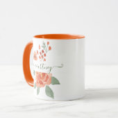 Mug Orange aquarelle florale personnalisée (Devant gauche)