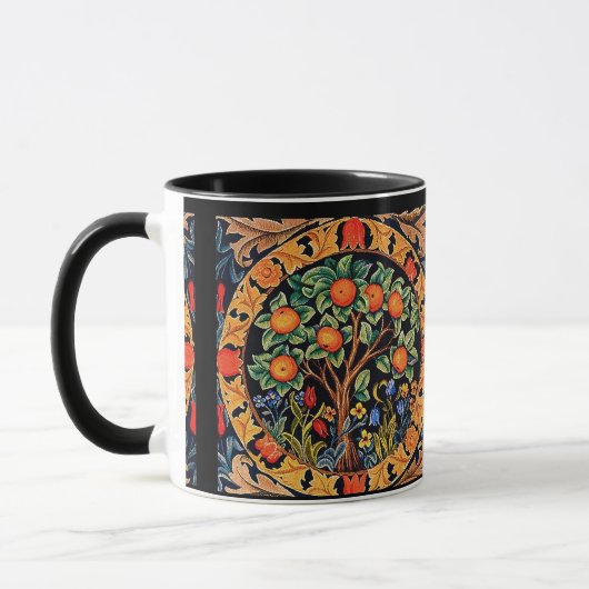 Mug ORANGE ARBRE AVEC FEUILLES VERTS, FLEURS JEU Vert (Gauche)