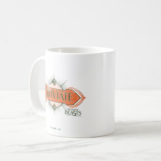 Mug Orange Art Déco Obliviate Spell Graphisme (Devant gauche)