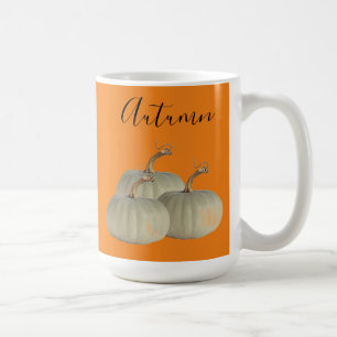 Mug Orange Automne Blanc Citrouilles Thanksgiving