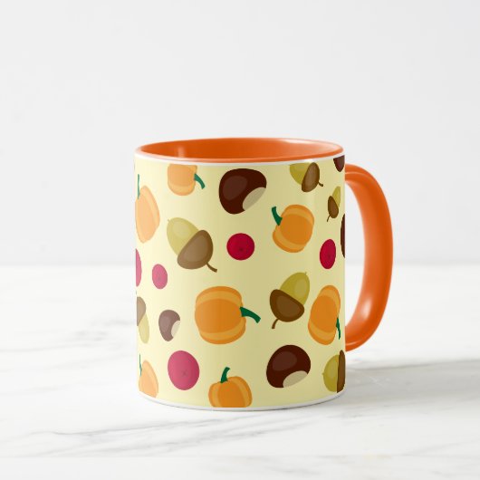 Mug Orange Automne Citrouille Berries Motif (Devant droit)