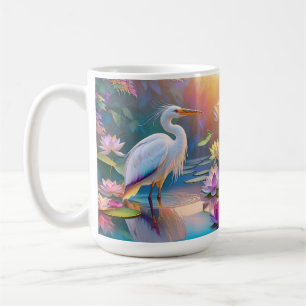 Mug Orange Billed White Heron Imaginaire Bird