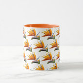 Mug Orange Bird of Paradise Plante Motif en blanc (Centre)