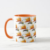 Mug Orange Bird of Paradise Plante Motif en blanc (Gauche)