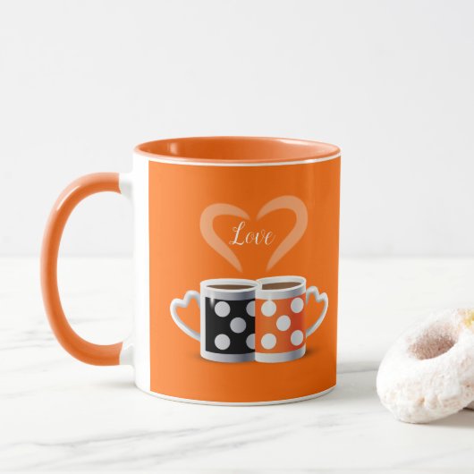 Mug Orange + Black Coffee Color Design tendance POP AR (Avec donut)
