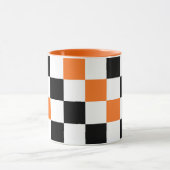 Mug Orange Black White Checkered Pattern Design  (Centre)