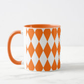 Mug Orange blanc Arlequin Diamants Checkers Design (Gauche)
