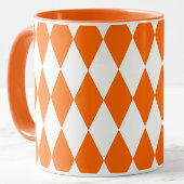 Mug Orange blanc Arlequin Diamants Checkers Design