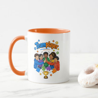 Mug orange blanc enfant joueur d'équipe