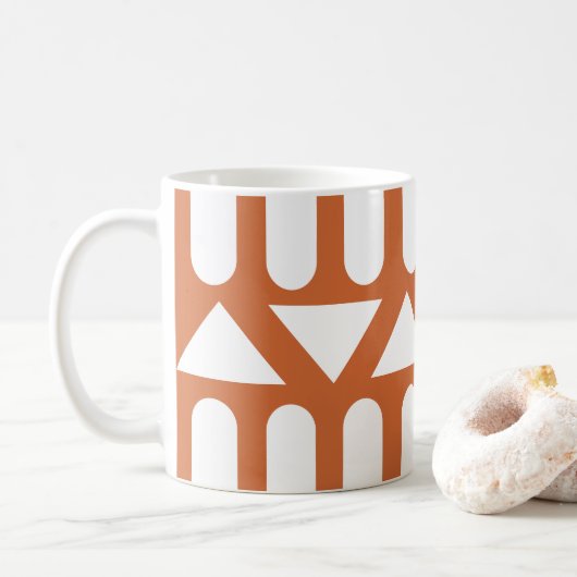 Mug Orange blanc moderne géométrique (Avec donut)