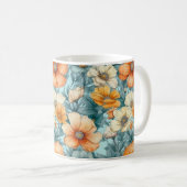 Mug Orange bleu fleur (Devant droit)