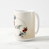 Mug orange brûlé & fleurs de marine verdure (Devant droit)