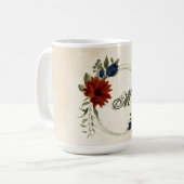 Mug orange brûlé & fleurs de marine verdure (Devant gauche)