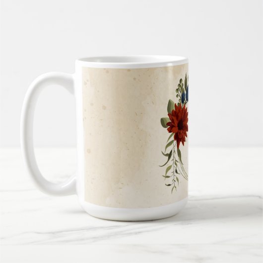 Mug orange brûlé & fleurs de marine verdure (Gauche)
